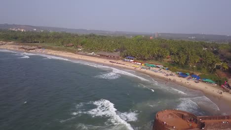 drone footage of sinquerim fort in goa, india