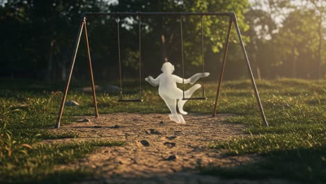 a mystical scene of a swing set with a playful spirit: capturing the essence of childhood memories and imagination in a serene park landscape