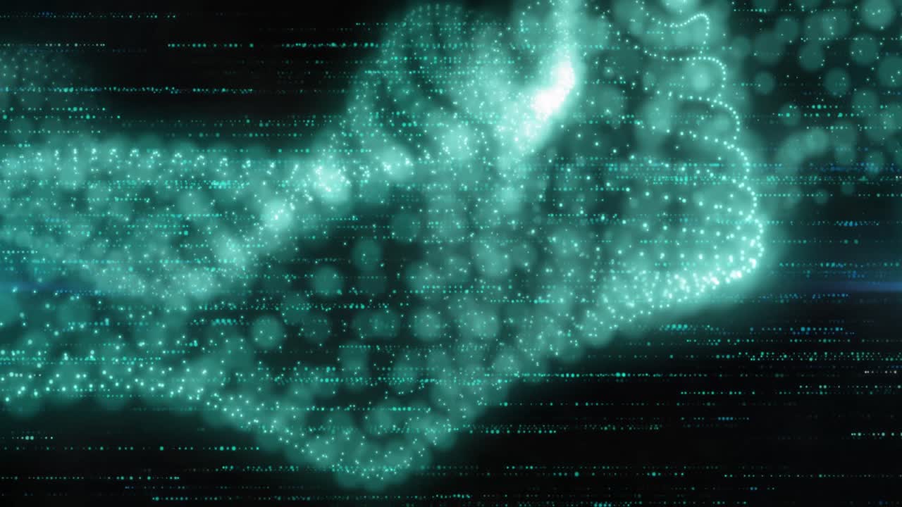 animación del procesamiento de datos sobre un fondo negro