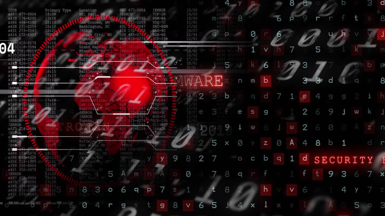 animación del globo y procesamiento de datos sobre fondo negro