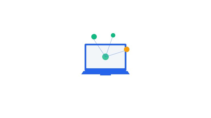 Animated Laptop Displaying Network Connection Concept