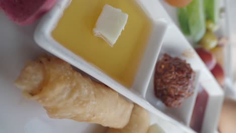 turkish meze platter with honey and butter