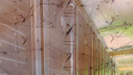 animación de cadenas de adn y procesamiento de datos a través de servidores informáticos