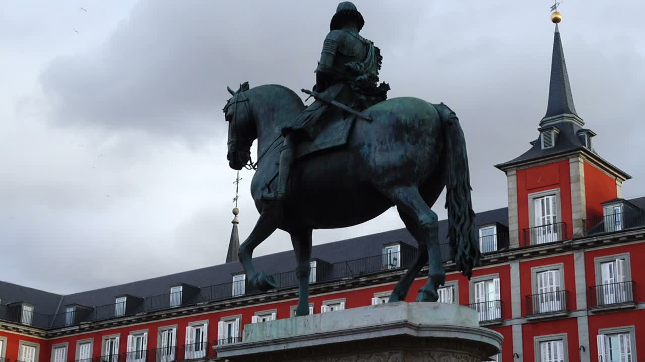 Plaza Mayor. Madrid, Spain. Plaza Mayor - one of central squares of the Spanish capital. The Plaza Mayor was built during Philip III