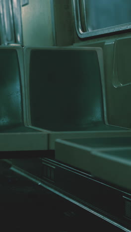 urban subway interior during quiet night hours with empty seats
