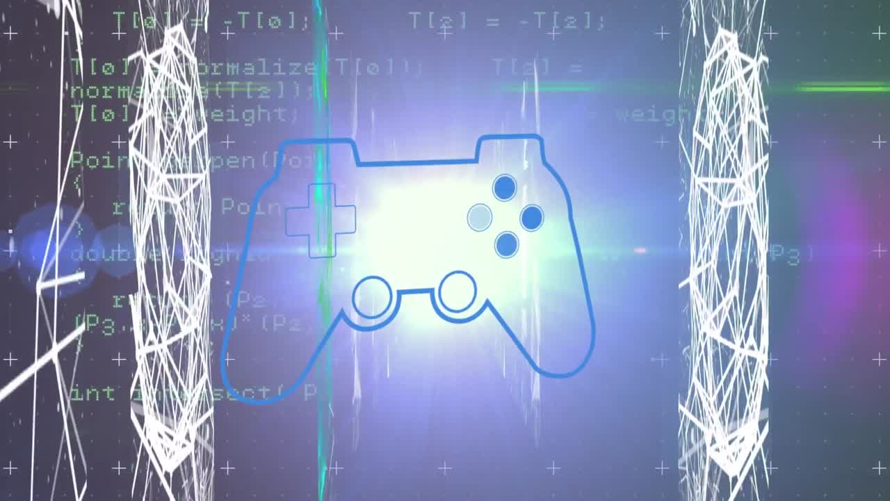 비디오 게임 콘솔, 연결 네트워크 및 데이터 처리의 애니메이션