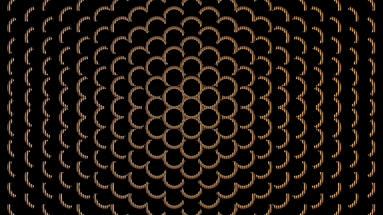 Golden abstract bubbles falling on black background