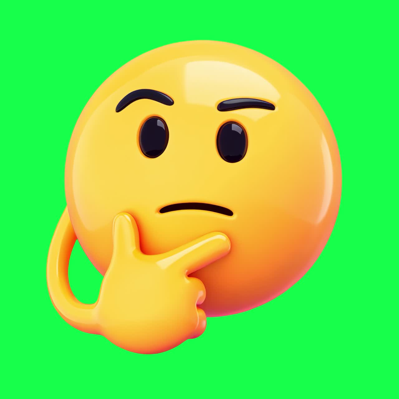 Thoughtful emoji animation, transparent 4K video, green screen