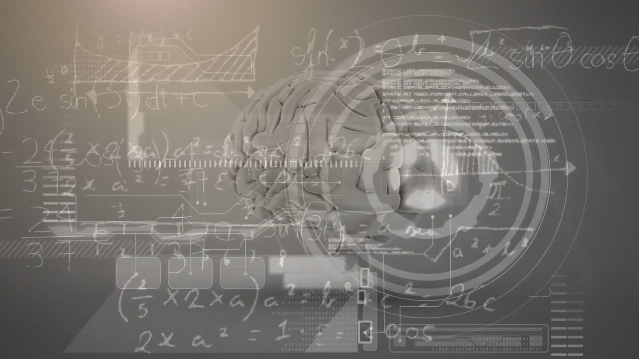 인간 뇌를 통해 수학적 데이터 처리의 애니메이션