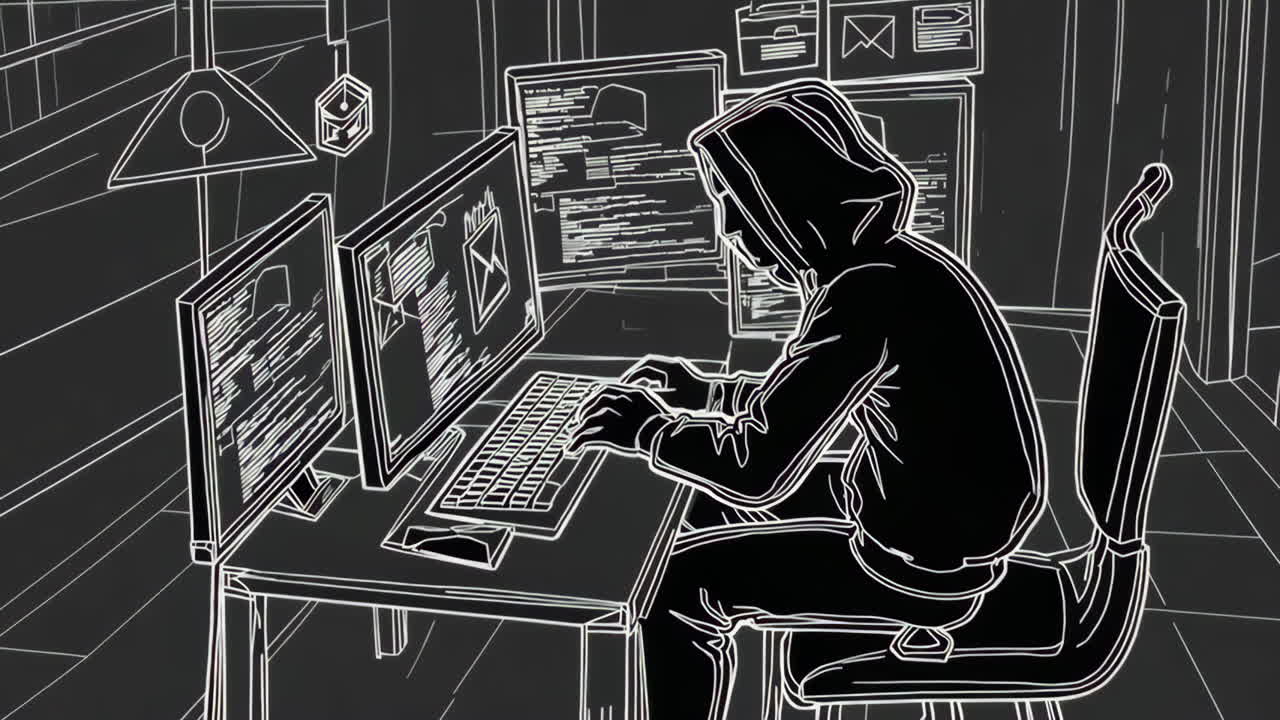 Hacker Working on Computer: Cybersecurity and Digital World