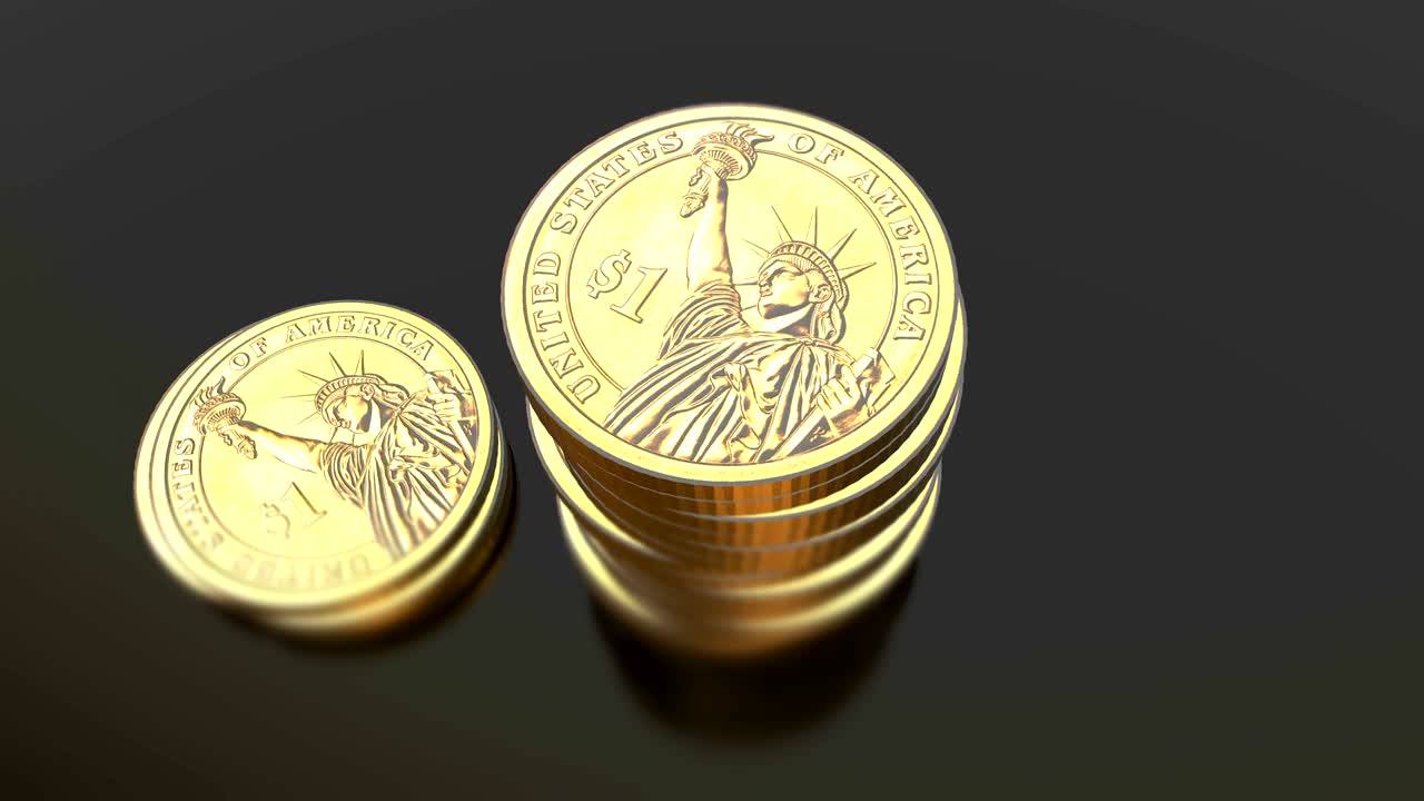 monedas de dólar brillantes fondo animado