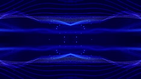 4k looped sci-fi 3d animación abstracta. las partículas azules brillantes forman líneas, estructuras simétricas como en el microworld o el espacio cósmico. para presentaciones de vacaciones, ceremonias como diseño de movimiento de bucle vj