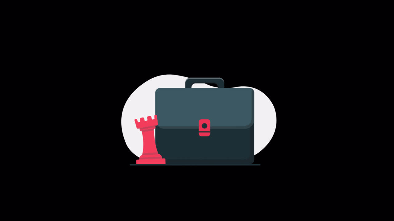 Animated Briefcase and Chess Rook Illustration
