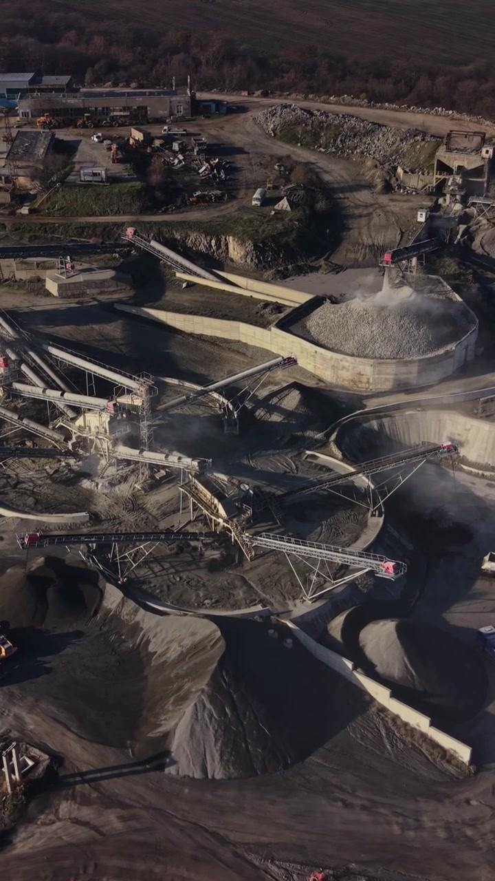 Coal quarry site with active mining and processing operations in the area