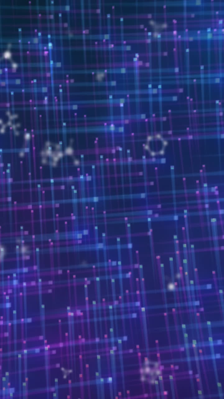 animación de moléculas que se mueven en un fondo marino con luces