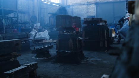 metal foundry workshop with molten metal