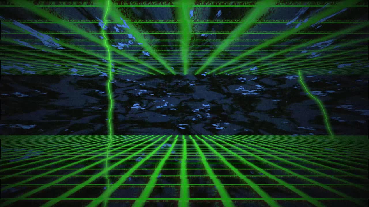 cuadrícula verde con trueno perno electricidad y aceite mancha azul patrón negro