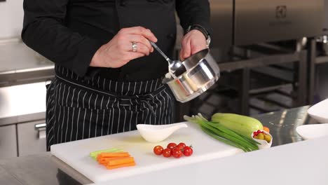 chef measuring flour for a recipe