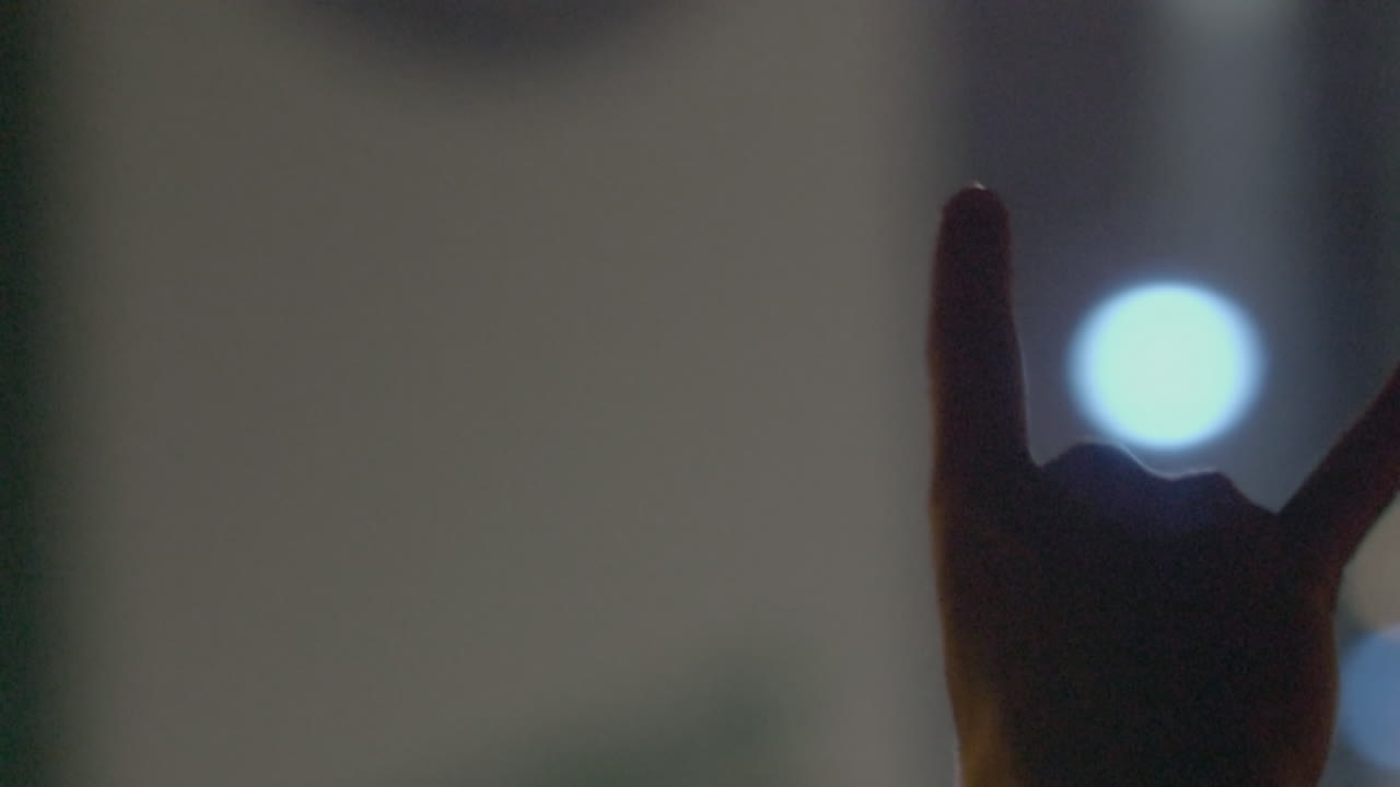 Horn fingers at rock concert