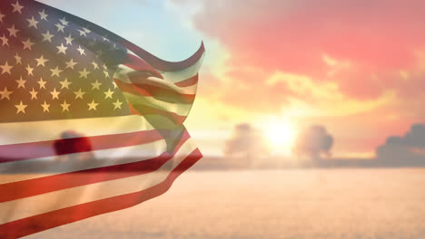 american flag and the sky