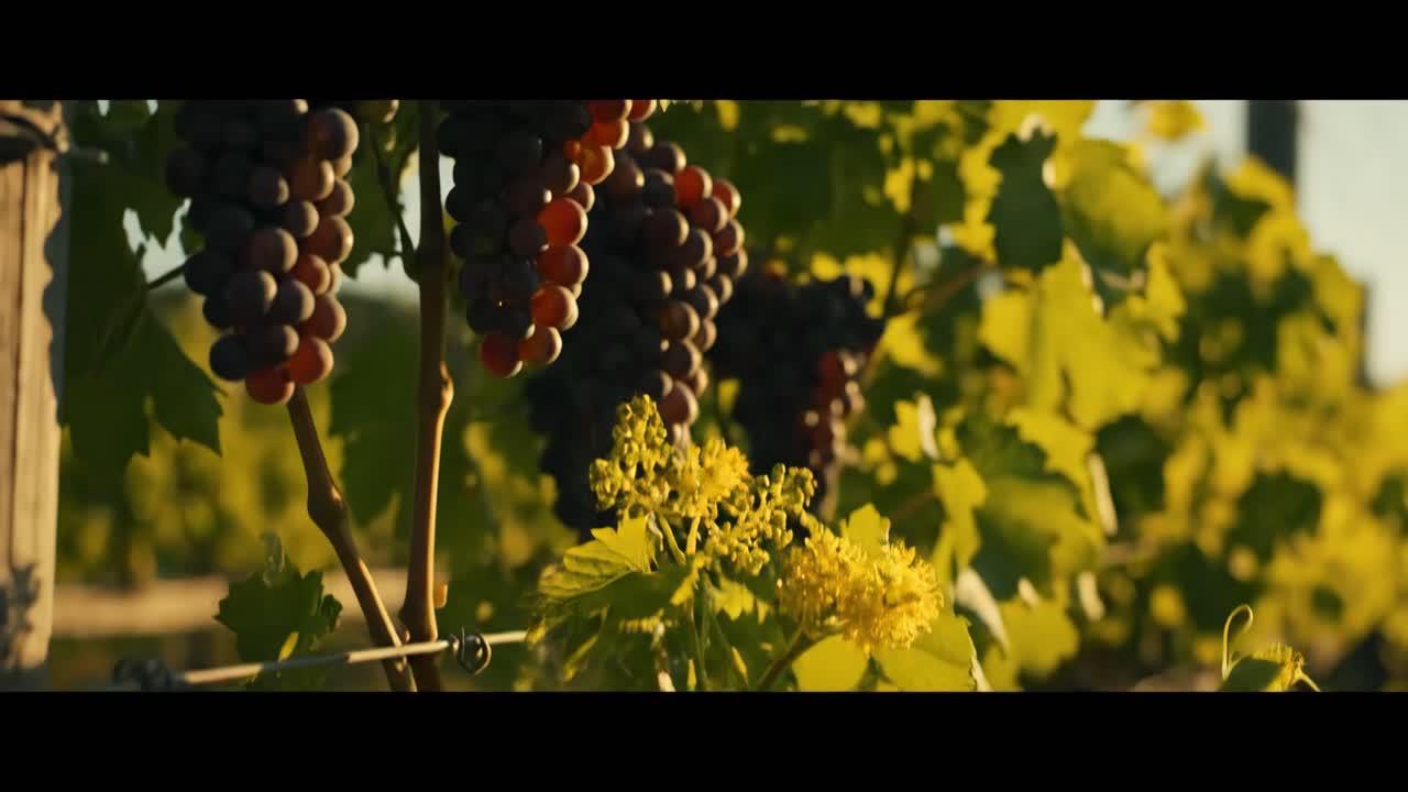 Vineyard with Grapes and Leaves