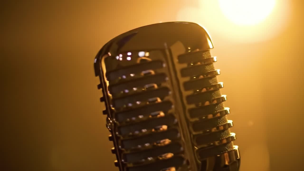 Vintage Microphone Under Warm Lighting