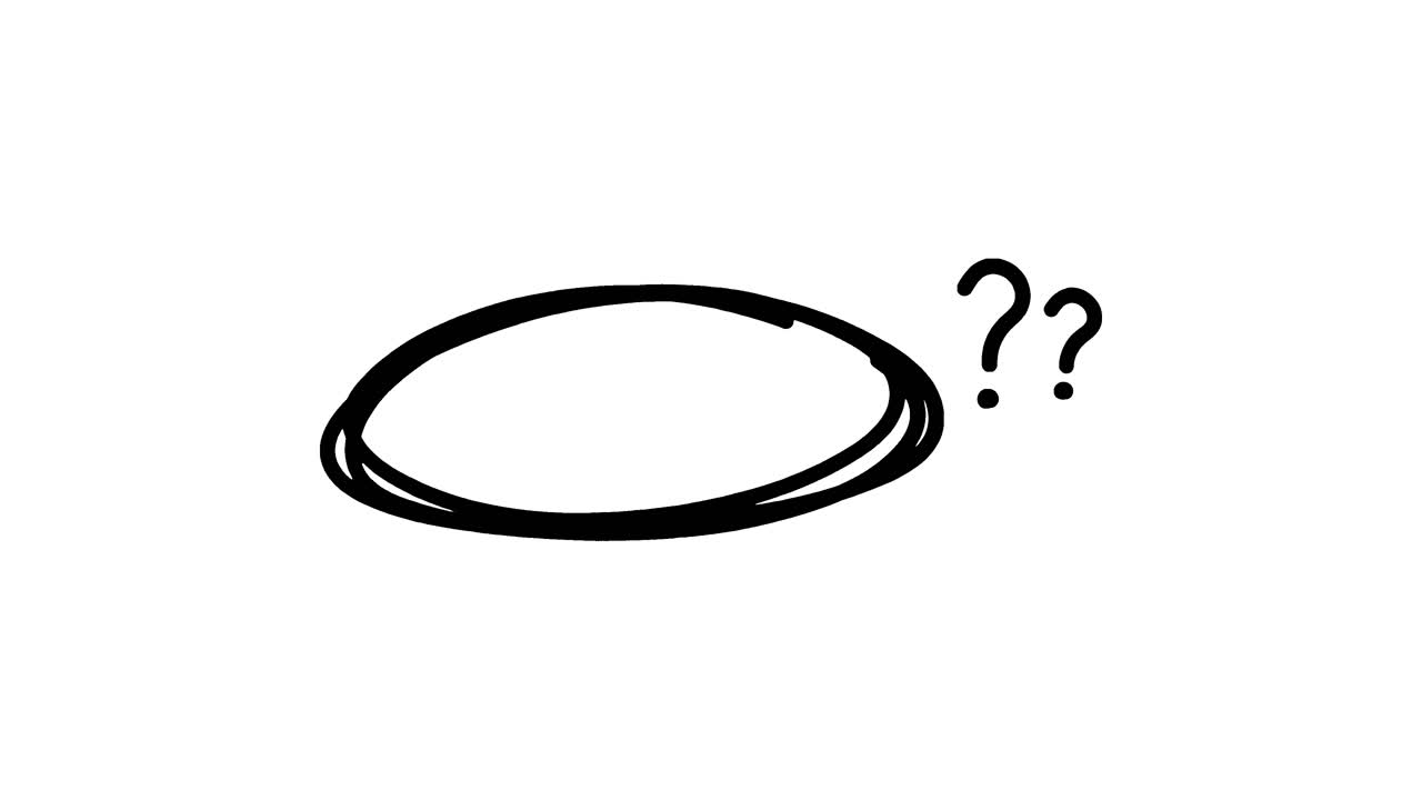 Hand-drawn Oval with Question Marks Animation on White Background