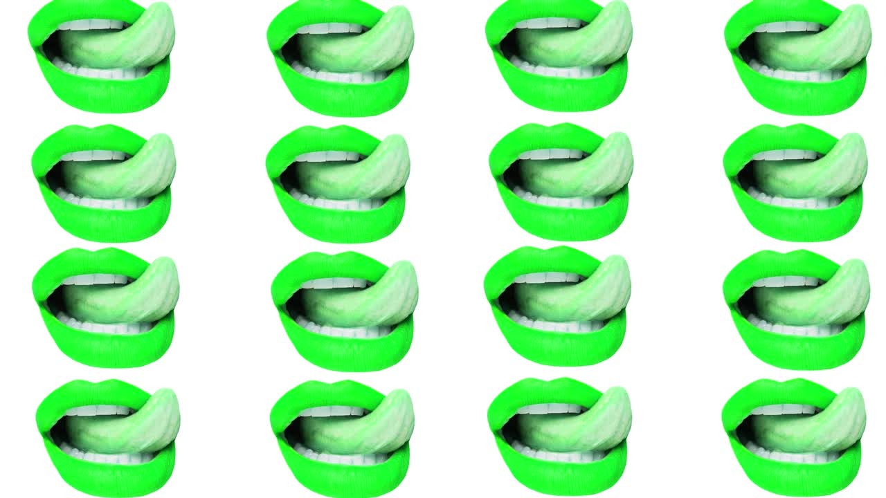 conjunto de movimientos de labios multicolores. animación. gif en un fondo blanco