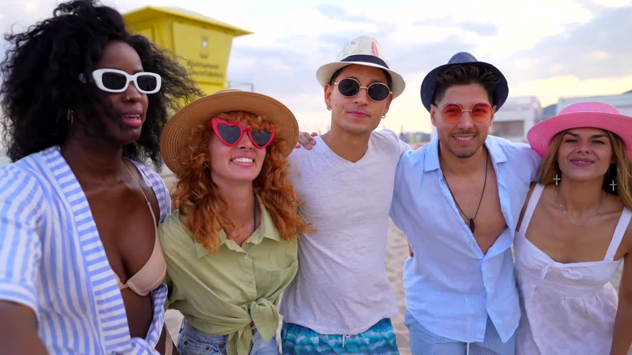 Group of friends enjoying a beach vacation