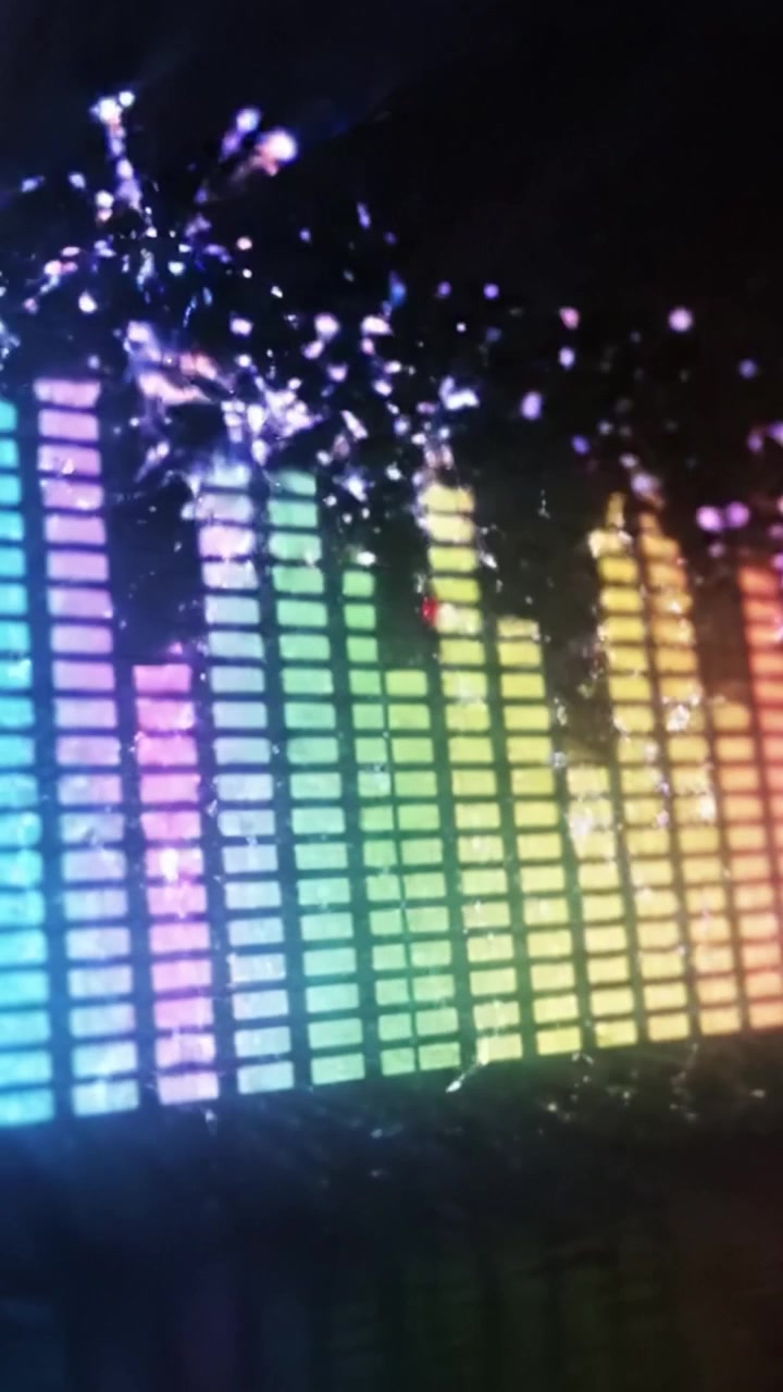 Vibrant Audio Visualizations: An Animated Display of Colorful Sound Bars Representing Music Frequencies and Dynamiques in a Modern Ambient Setting