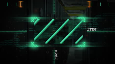 animación del procesamiento de datos digitales a través de servidores informáticos