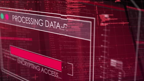 animación del procesamiento de datos sobre fondo rojo