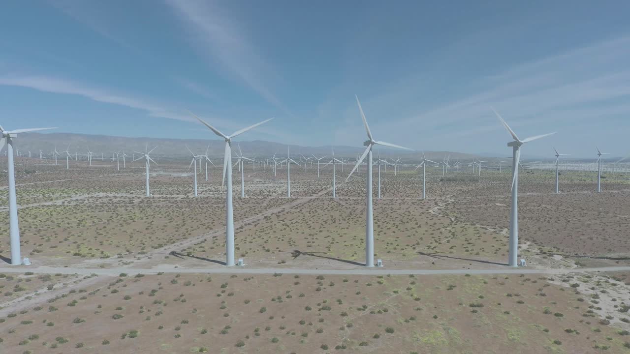 Birds eye view of the towering windmills of San Gorgonio Pas