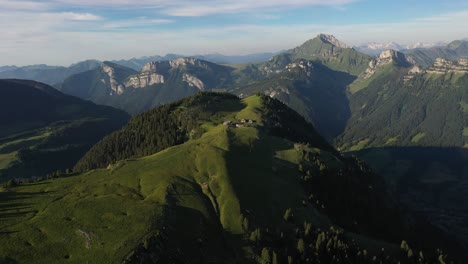 beautiful village nestled in the french alps on top of a hill