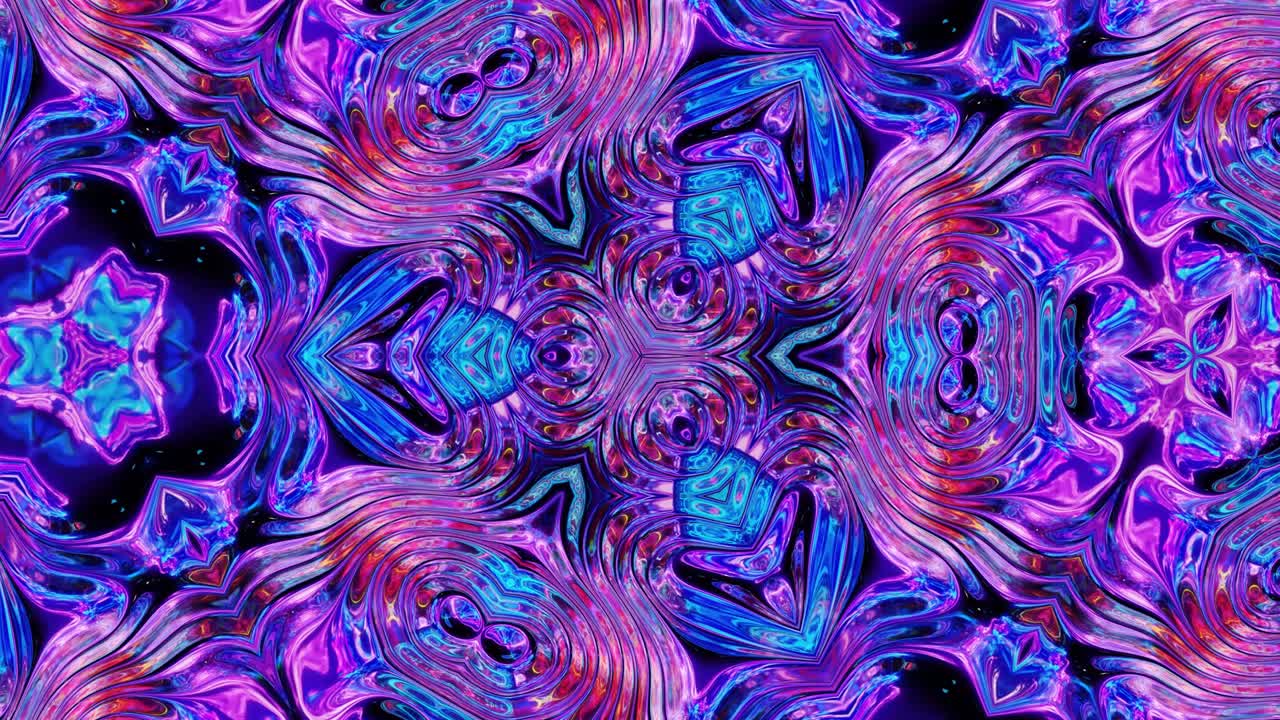3d elegante abstracto en bucle bg como patrón simétrico ondulado como estructura caleidoscópica con ondas, vidrio líquido multicolor con hermosos colores de gradiente. 4k animado fluido colorido de moda