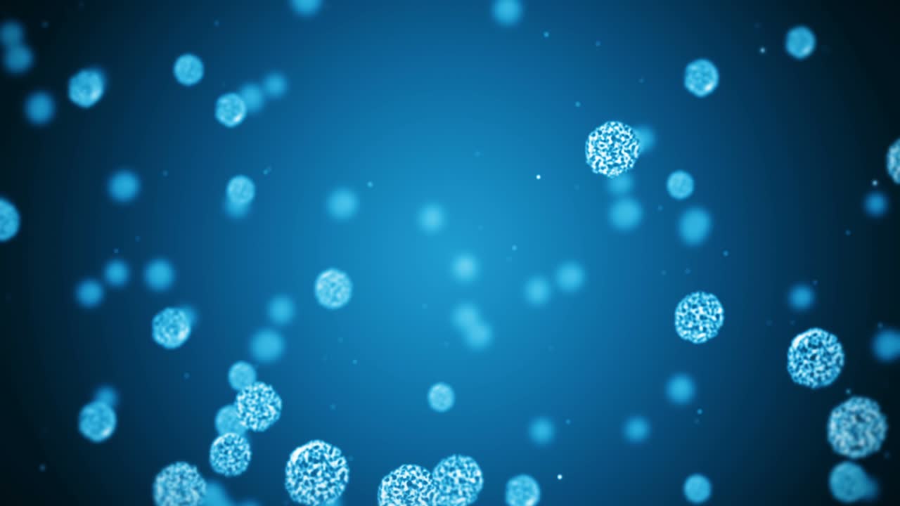 구형의 바이러스 세포 - 감염을 일으키는 병원성 바이러스 - 인간 바이러스의 루프 애니메이션 - 박테리아 미생물 - 바이러스 질병 발병