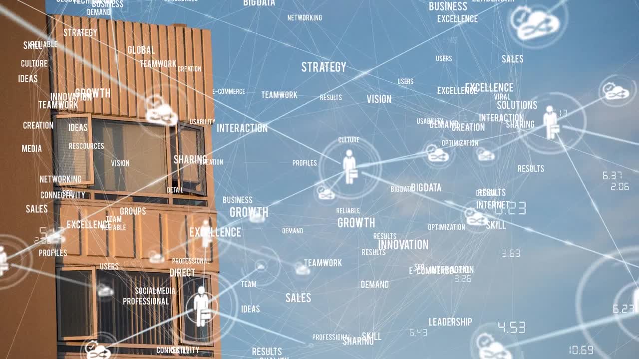 건물 위의 데이터 처리의 애니메이션