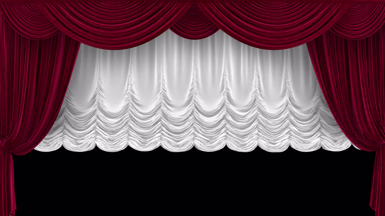 알파 채널을 가진 리프트 업 커튼과 함께 벨 빨간 극장 커튼