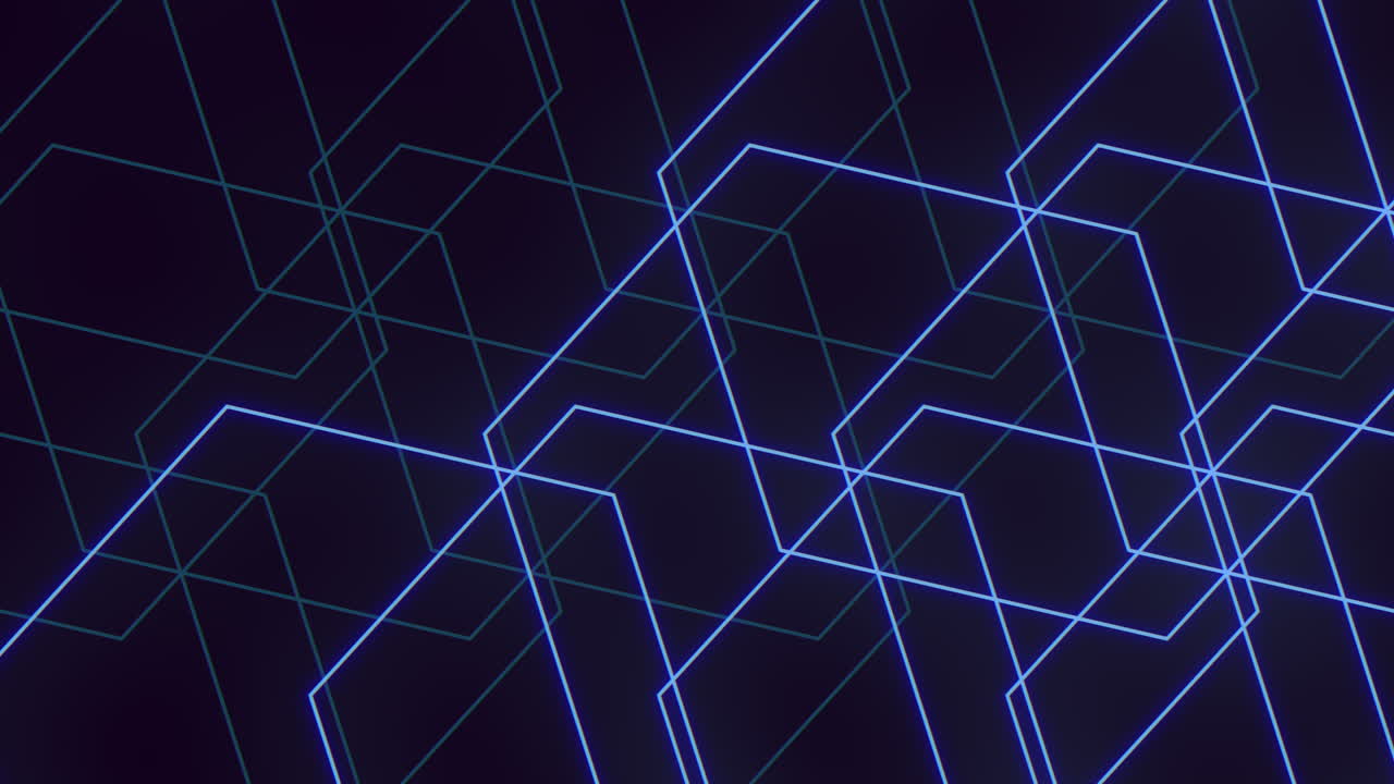 Premium stock video - Blue neon hexagons pattern on black gradient