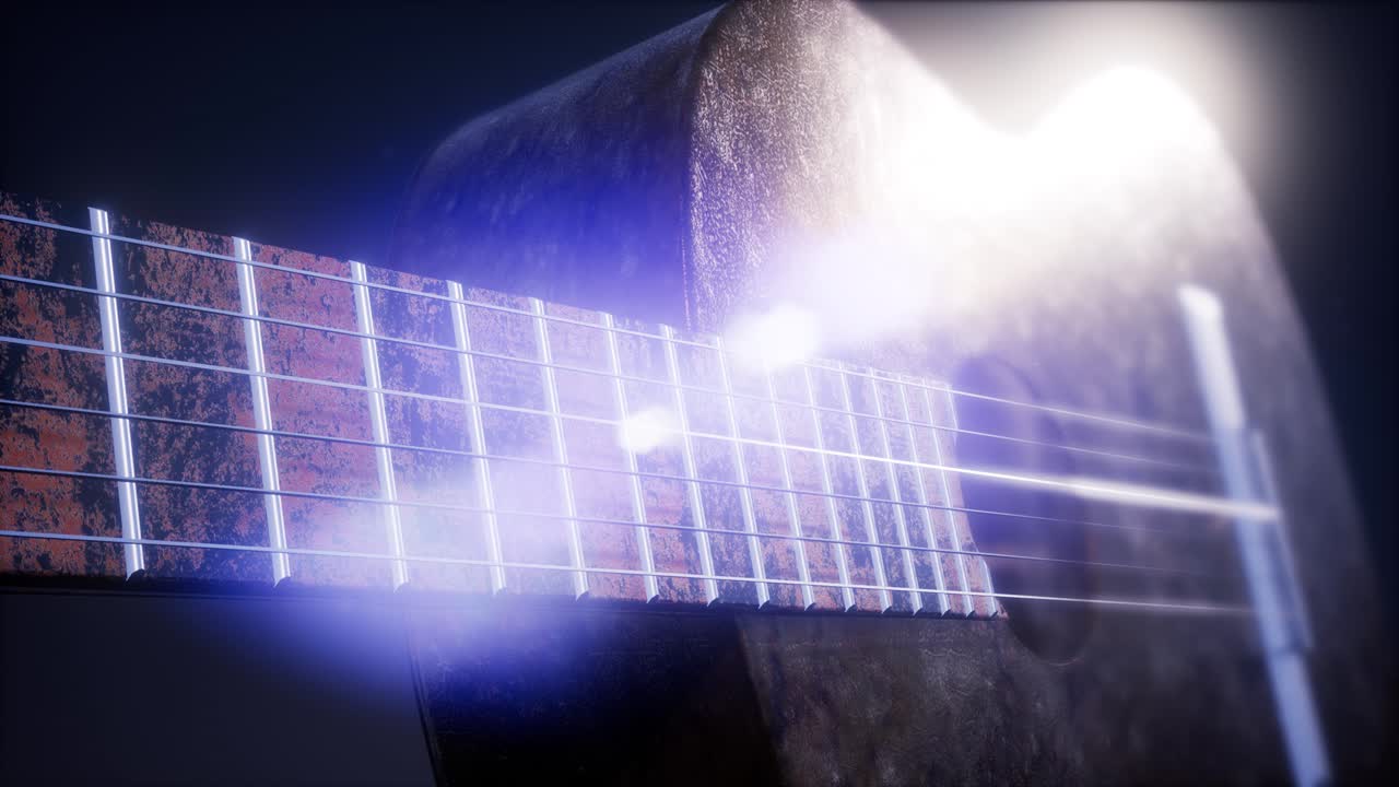 chitarra classica su sfondo blu