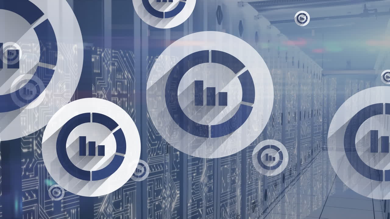animación del procesamiento de datos en la sala de servidores
