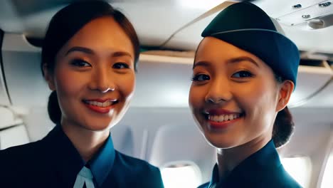 two friendly flight attendants