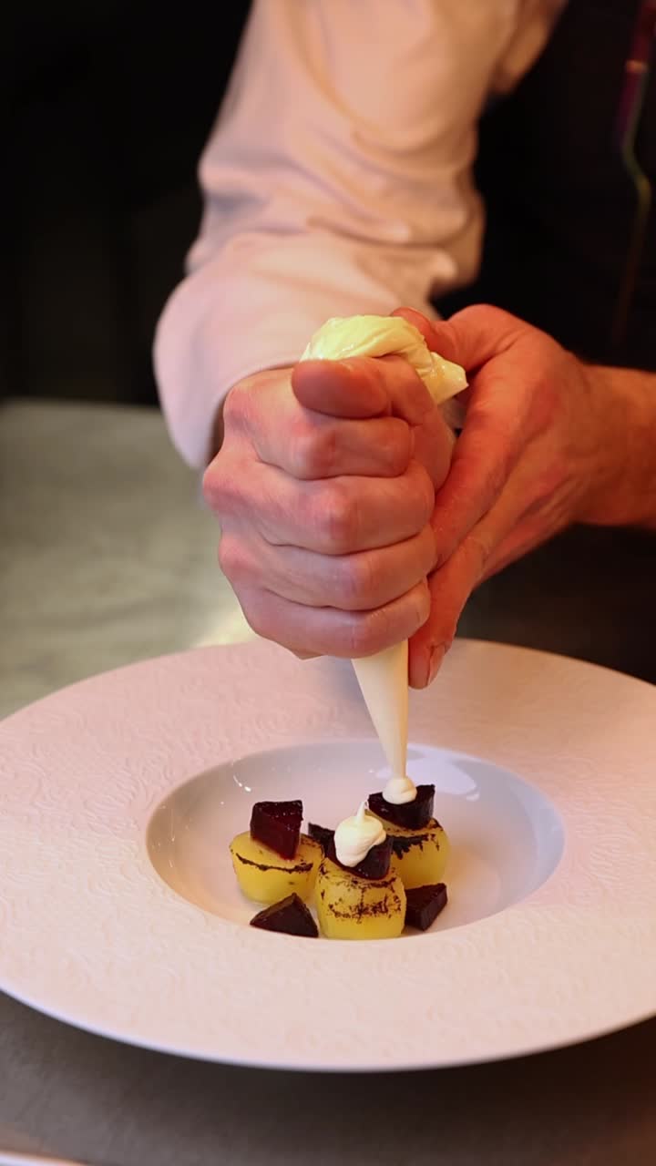 Chef Plating Gourmet Dessert