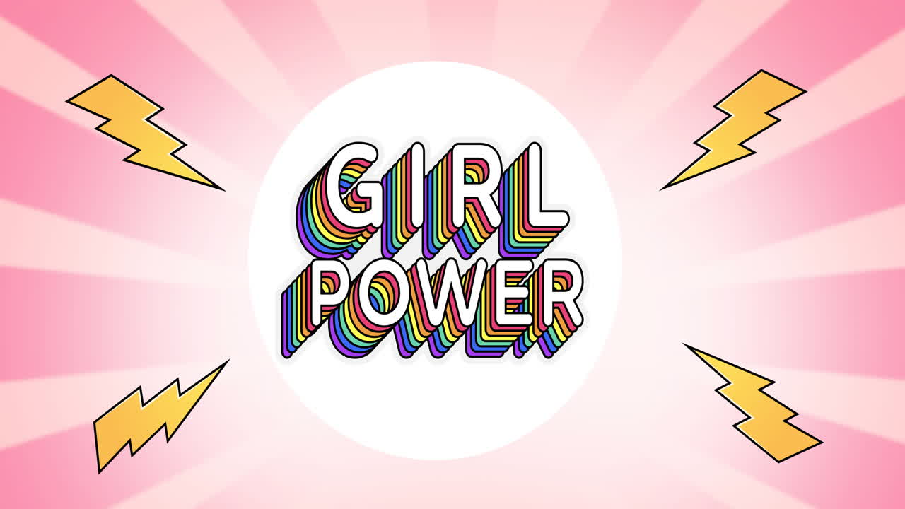 Animazione del testo "girl power" su fulmini