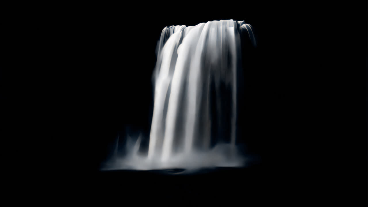 Serene waterfall against sky animation isolated asset, transparent 4K video, alpha channel, ProRes