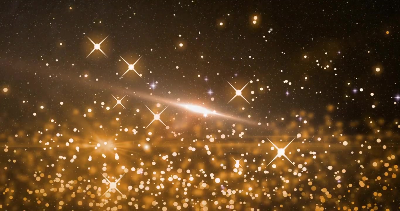 Center-right streak rising and sparking radial motion, gold bokeh field shining for tech background