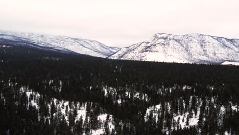 Escena-Invernal-De-Majestuosas-Montañas-Cubiertas-De-Nieve-Y-Denso-Bosque-Siempre-Verde-En-La-Región-De-Thompson-nicola-Cerca-De-Malvinas-En-Columbia-Británica-En-Canadá