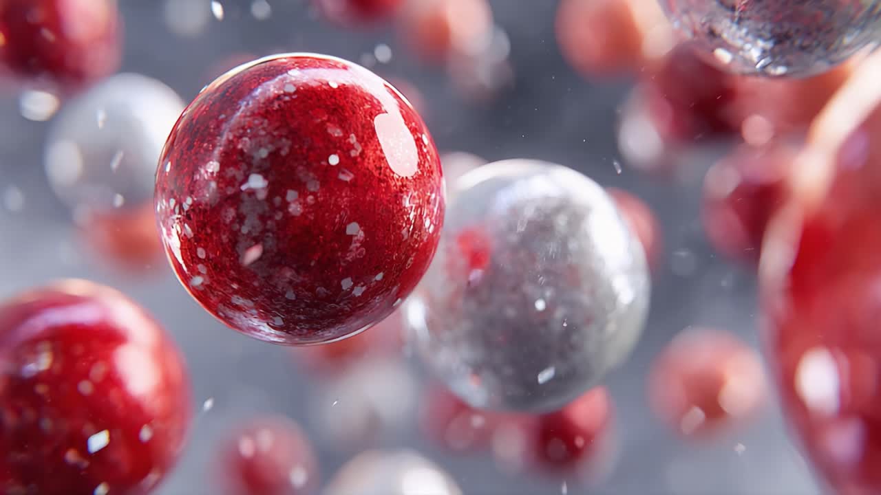 Exploring the Fascinating World of Particles: A Close-up Look at Colorful Spheres in Motion Capturing the Complexity of Molecular Interactions and Biological Structures