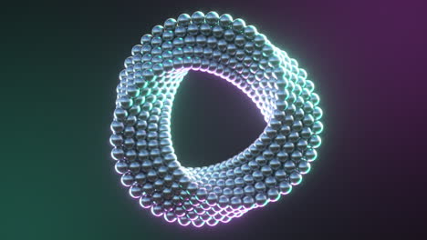 3d render abstract ring with balls rotating. motion design. smooth hypnotic pattern. seamless loop.