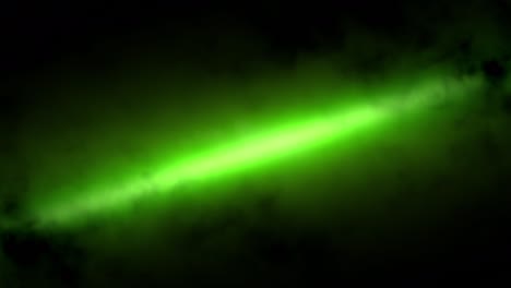 línea de neón colorida y brillante en el humo sobre el fondo negro, video en bucle.